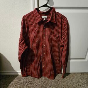 Sonoma Mens XL Red Black Buffalo Plaid Long Sleeve Button Down Shirt